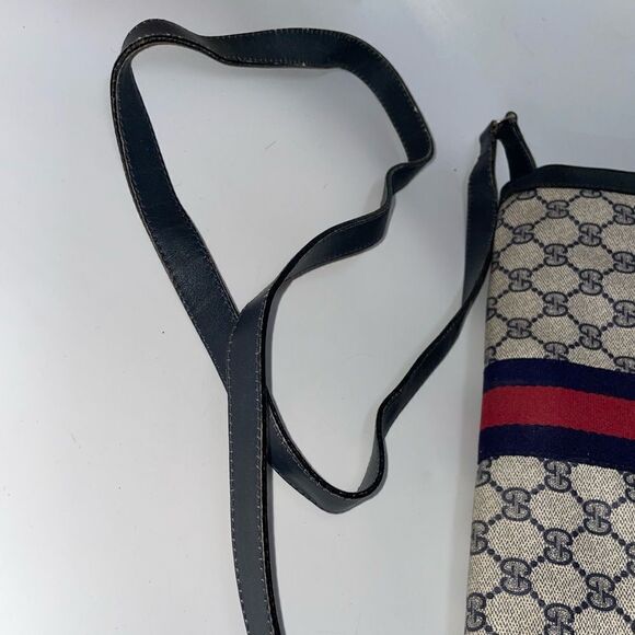 Authentic GUCCI Blue Web Ophidia Front Flap Shoulder Bag Crossbody - Picture 4 of 12